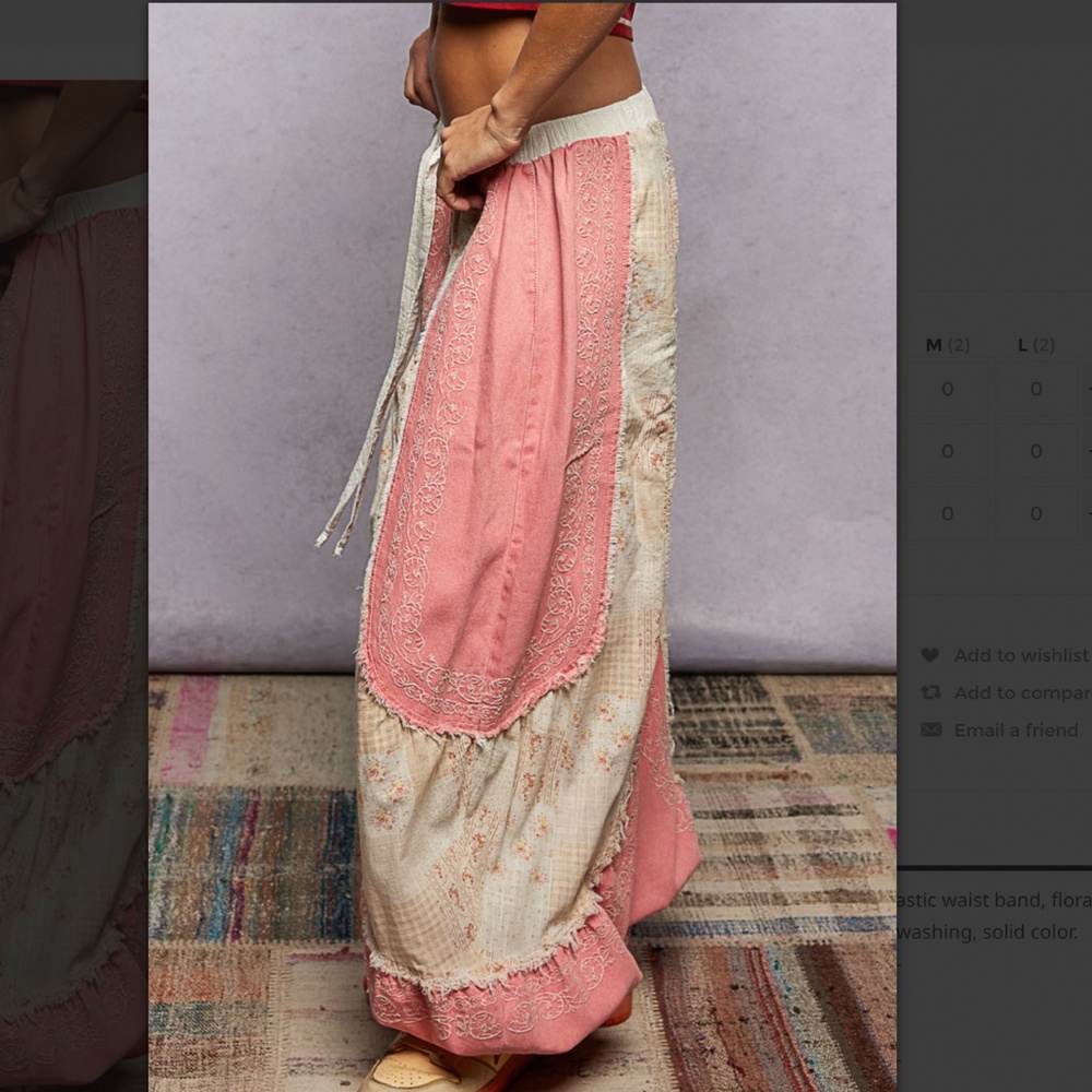 POL Pink and Cream Patchwork Jogger Pants - Picture 2 of 6